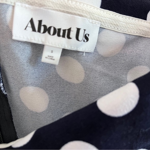 Revolve Navy Polka Dot Off the Shoulder Dress - Picture 5 of 5